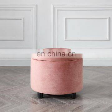 Reatai Modern Round Velvet Foot Stool Storage Chair Bedroom Ottoman Stool Sofa With Storage