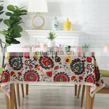 Rectangle Table Cover Medallion&Native American Pattern Tablecloth Cotton Linen Table Cloth