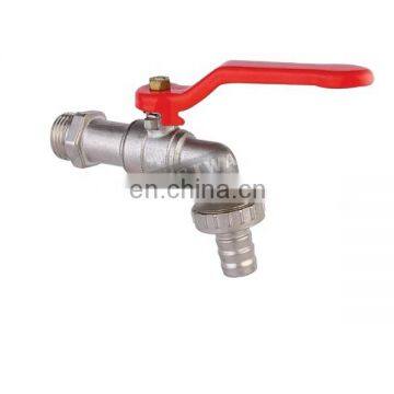 Brass Bibcock With Steel Handle With Ball Seat. Hose End, Nickel Plated photo-2