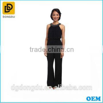 The Latest Black Fashion Sexy long Women Sleeveless Jumpsuit