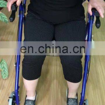 Rehabilitation Medical Exercise Equipment Aluminum Folding Walking Frame Walker with Seat and Footrest.