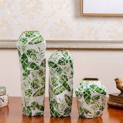 Jingdezhen New Chinese Style Electroplate Fashion Green Ceramic Vase For Coffee Shop