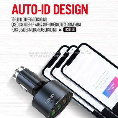 LDNIO C703Q Car Charger USB 2.0 In-car Chargers With 3 USB Ports, QC3.0, 36W photo-2