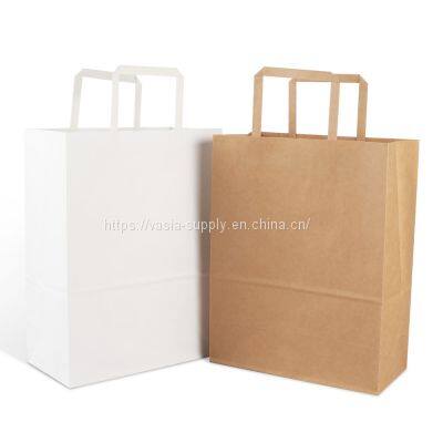 customized logo recyclable flat handle kraft paper bag with logo