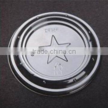 High transparency and durability flat PET cup lid 95mm with star