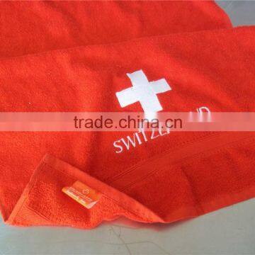 100% Cotton Flower Embroidery Red Towels