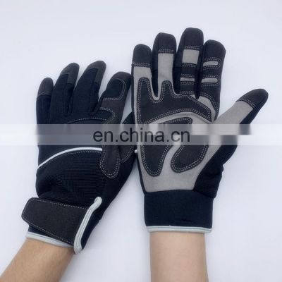 HY Leather Palm Impact Anti Shock Gloves Arthritis Durable Padded Glove With Seamless Index Finger