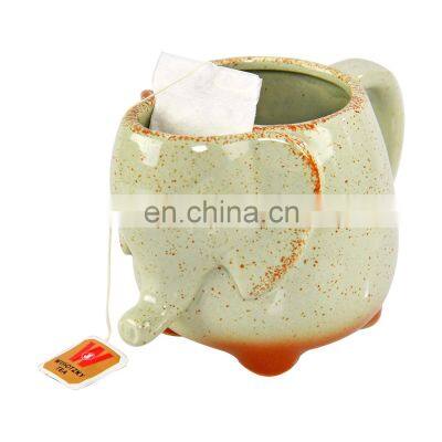 custom 3d creativos cute design animal elephant shaped handle stoneware ceramic tea cup mug manufacturer