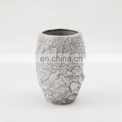 New Product Modern White Round Crack Ceramic Flower Vast for Home photo-2