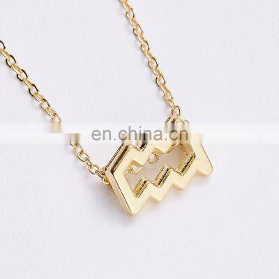 Female Elegant 12 Constellation, Zodiac Sign Necklace Pendants Charm Gold Chain Choker Astrology Necklaces/