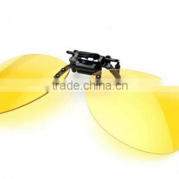 high qulality yellow night vision mirrored women men clip on driver PC sunglasses