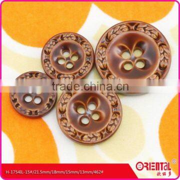 4-hole Imitation Leather Plastic Coat Button in Brown photo-2