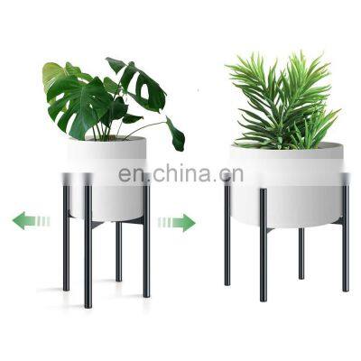 Plant Stand Home Decor Modern Mid Century Display Holder Rack Wrought Iron Indoor Flower Pot Metal Black Plant Stand Adjustable