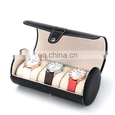 luxury 3 slots custom roll watch packaging box pu leather watch box