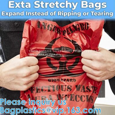 Biohazard Disposal Bags With Warning Label/Sterilization Indicator Lab Can Liners Labeling Biohazardous Trash Safely