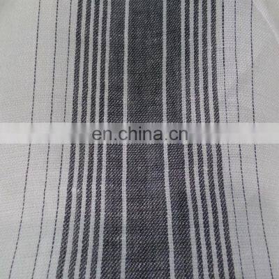 Pure Linen Cotton Yarn-dyed Fabric Woven Linen Striped Dress Fabric photo-4