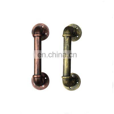 Traditional Rusty Antique Industrial Pipe Cabinet Barn Door Pull Handle Industrial Metal Pipe Door Handle photo-3