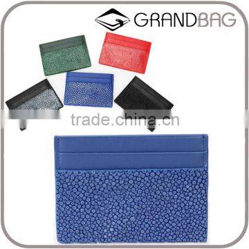high quality polished stingray skin leather credit card holder change wallet coin purse