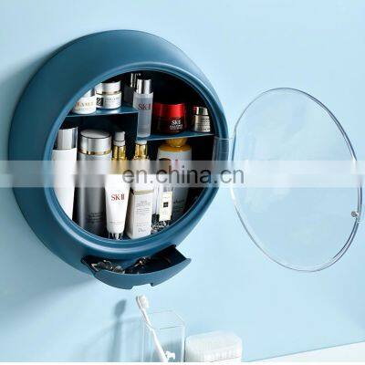 Manufactory Nordic Bathroom Multifunction Wall Mirror Commodity Shelf ABS Colorful Wall Hanging Cosmetics Storage Boxes