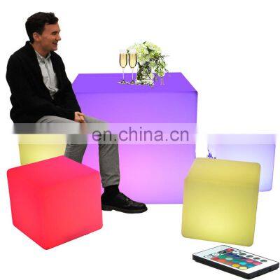 40cm Outdoor Garden Plastic led Light Bar Stool furniture cube chair seat light up led furniture for lounge nightclub Bistro