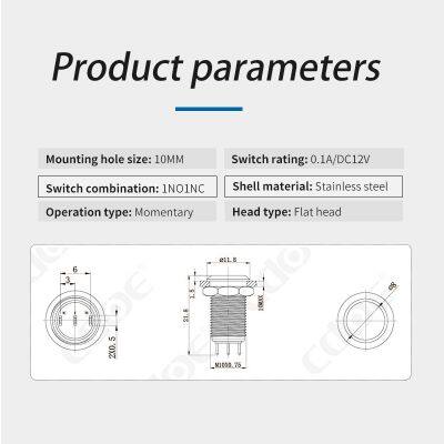 Waterproof 10mm Stainless Steel Flat Round Head 1no1nc Electric Push Button Self Recovery photo-3
