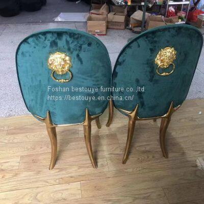 Nordic Velvet Gold Stainless Steel Leg Upholstery Modern Leather Designer Dining Chair Chairs For Dining Table photo-3