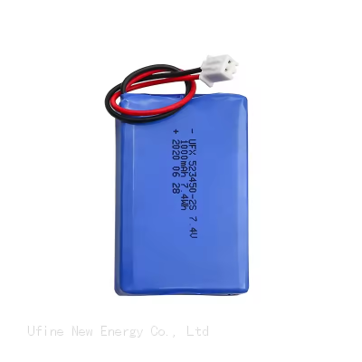 Factory Custom Rechargeable Lithium Ion Polymer Battery Pack UFX 523450 7.4V 1000mAh 2S1P With Connector For Printing Machine