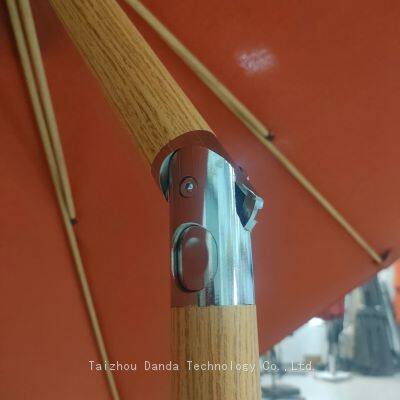 2025 Season New Arrive 2.1*2.1M Heavy Duty Aluminum Outdoor Umbrella Hand Push Parasol Waterproof Frame With Wooden Looking photo-5