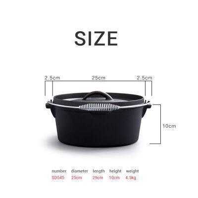 Heavy Duty Seasonal Discount Cast Iron Dutch Oven Cooking Dish Deep Roaster Dutch Oven Soup Pot Frying Pan 12 QT or Bigger photo-2