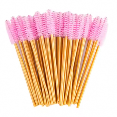 50pcs Cheap Disposable Nylon Mascara Wands and Eyelashes Curler in Portable Cosmetiquera Eyelashes Brush Free Samples