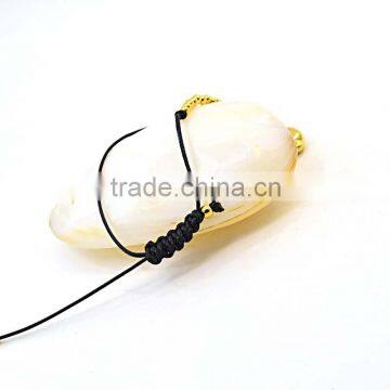 Fashion Bracelet Wax Rope Adjustable Gold Bead Bracelet With Heart Pendant photo-5