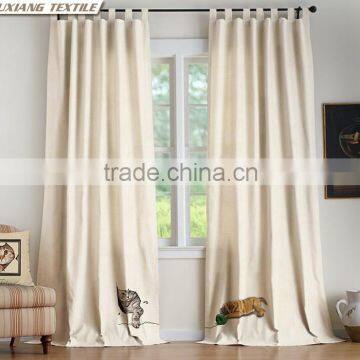 Faux Linen Fabric Cute Pet 3D Printed Partysu Window Curtains