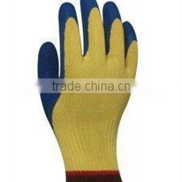 Yellow Cotton Lined Latex Coated Working Glove For Industrial