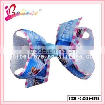 Factory direct wholesale cheap kids hair bow ribbon bow frozen hair bow clip