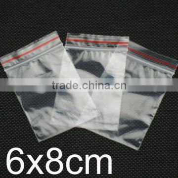 clear red line Ldpe plastic zipper bag