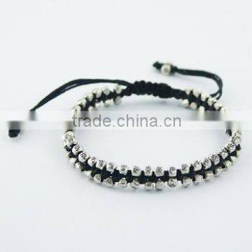 Wholesale Macrame Bracelet Double Row Floral Ornate Silver