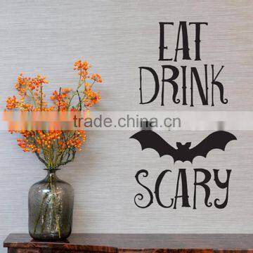 ALFOREVER Halloween wall decal-Eat Drink and be Scary- Halloween Decor-Halloween party sign with bat