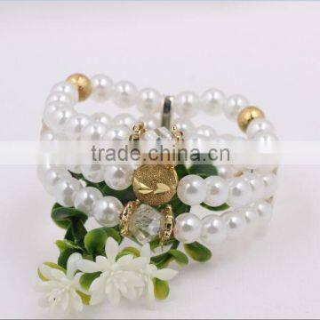 Fashion Women Pearl Bracelet With Golden Beads