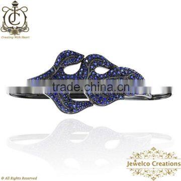 925 Sterling Silver Long Leaf Palm Bracelet Jewelry, Gemstone Fashion Palm Bracelet, Blue Sapphire Silver Jewelry Wholesaler