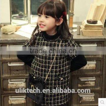 free shipping wholesale 2015 spring girls retro dress beautiful plaid dress for girls casual girls dress