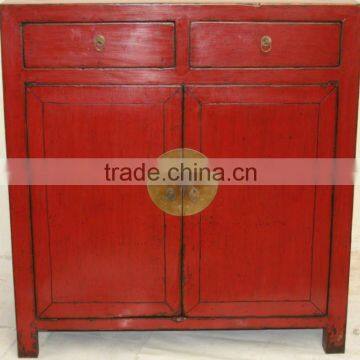 Chinese antique furniture red shanxi pine wood two drawer two door cabinet