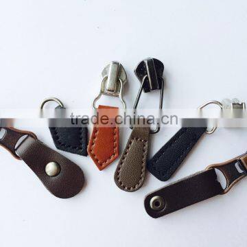 Brown Black Quality OEM Leather PU PVC Zipper Pull