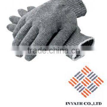 Gray Medium Weight Polyester/Cotton Ambidextrous String Gloves With Knit Wrist