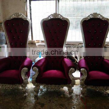 Cheap Golden Silver Classic Antique Reproduction Wooden Royal King Throne Chair photo-4