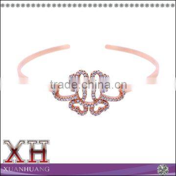 Lowest Wholesale Price Sterling Silver Cubic Zircon Open Size Flower Bangle