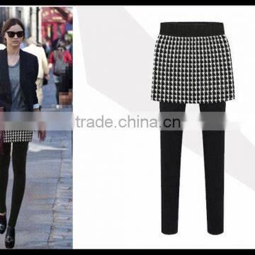 Made in China 2014 Fashion Faux Two Pieces Legging Hip Package Sexy Culottes Skirt Pants