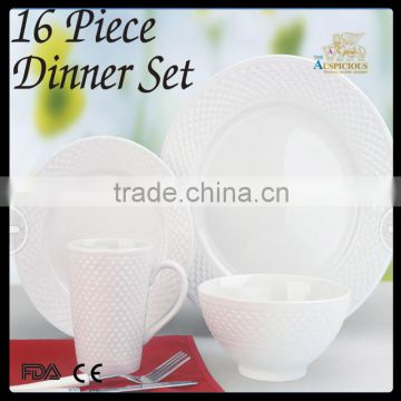 16pcs fine porcelain embossed dinner set