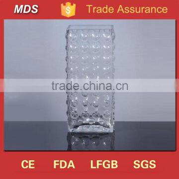 Tall block clear square bubble glass vase                        
                                                Quality Choice