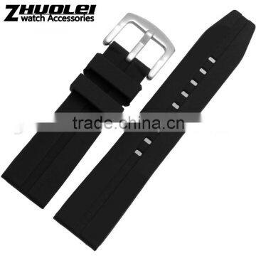 Hotsale 22|24mm waterproof high quality silicone watch strap with stainless steel buckle