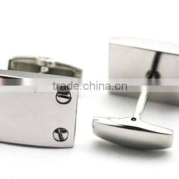 Stainless Steel Silver Rectangle Personalized Cool Cufflinks for Men photo-6